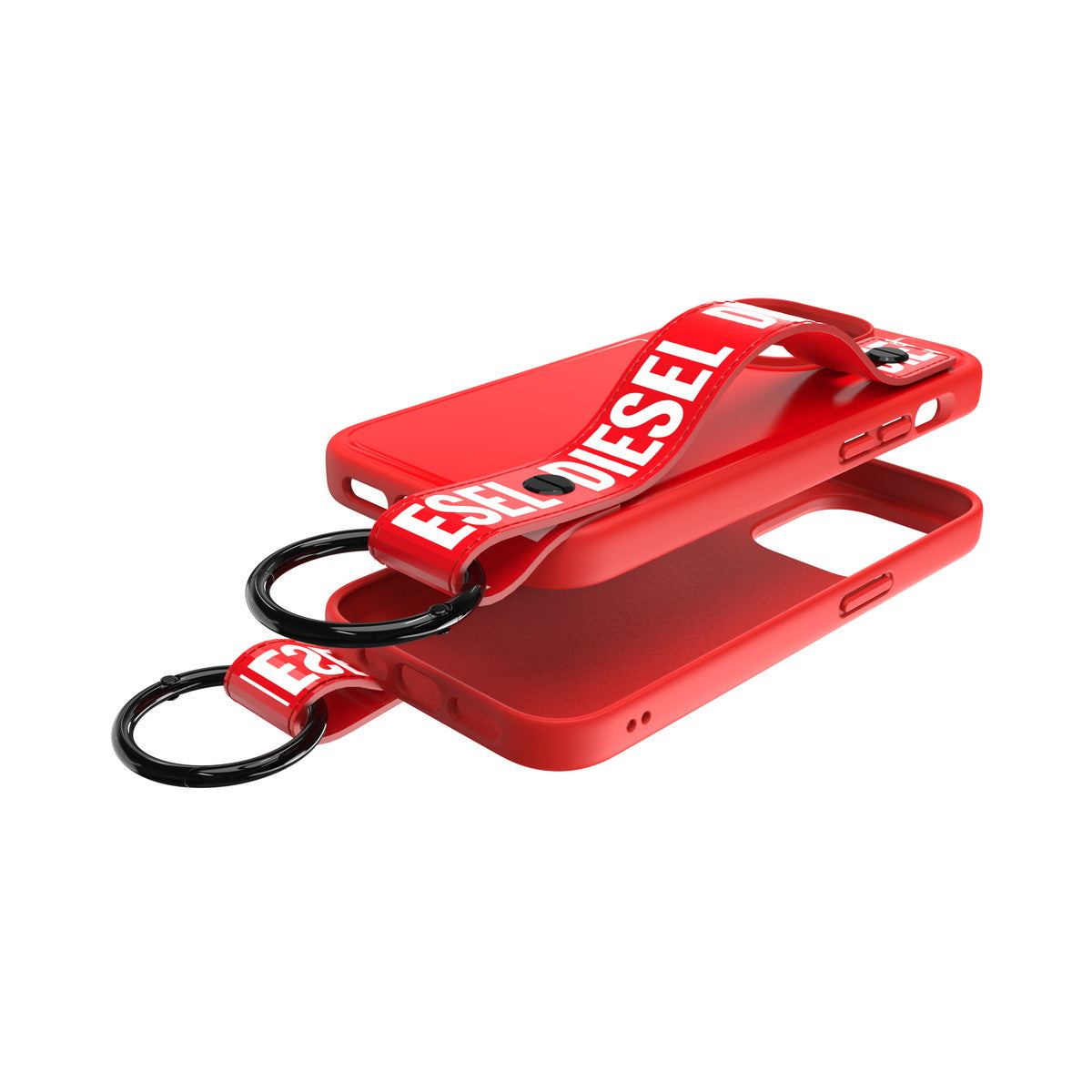 iPhone14Proケース ハンドストラップ レッド/ホワイト