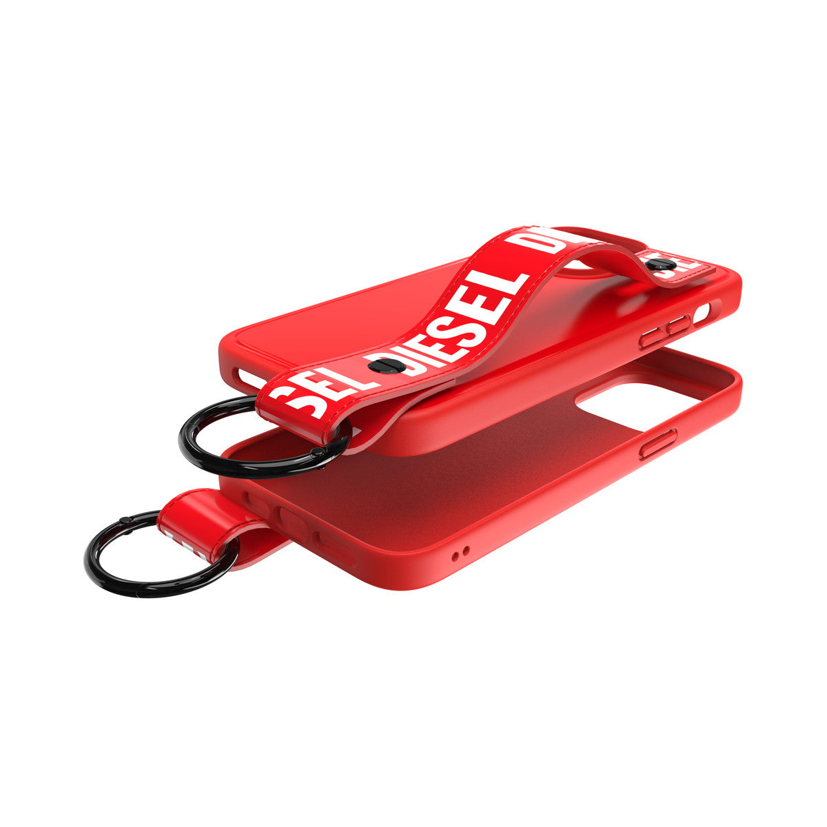 iPhone14ProMaxケース ハンドストラップ レッド/ホワイト