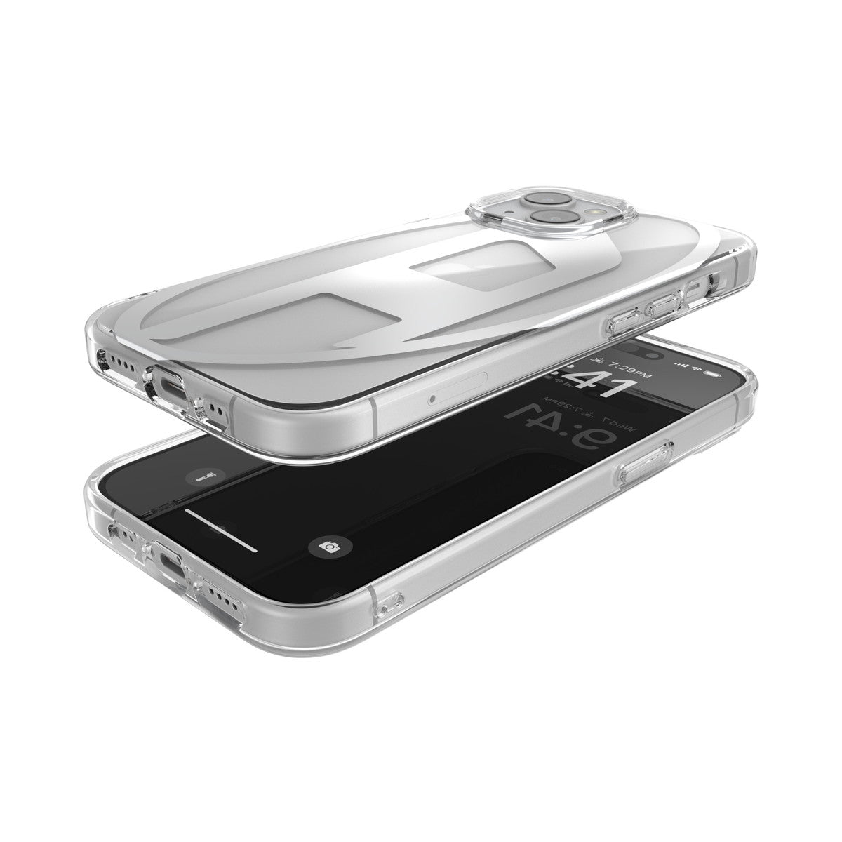 iPhone15ケース Clear D クリア/シルバー