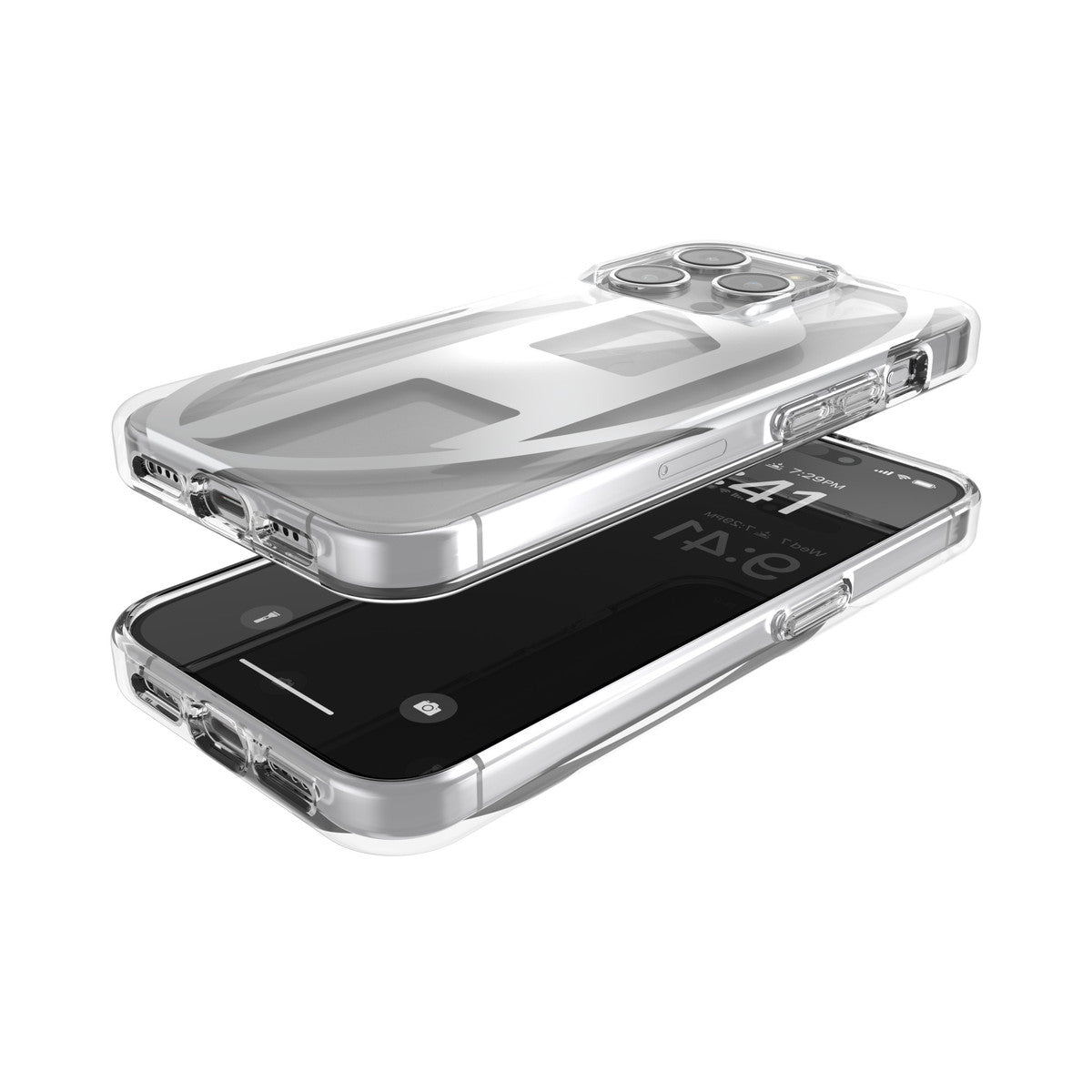 iPhone15Proケース Clear D クリア/シルバー