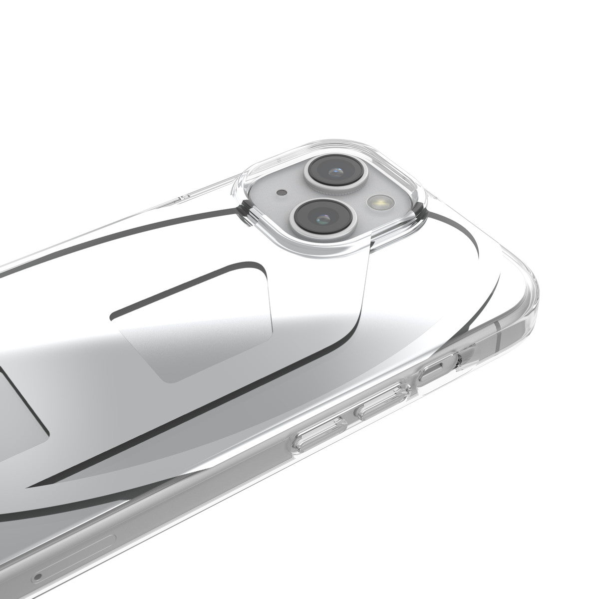iPhone15ケース Oval D Clear シルバーメタリック