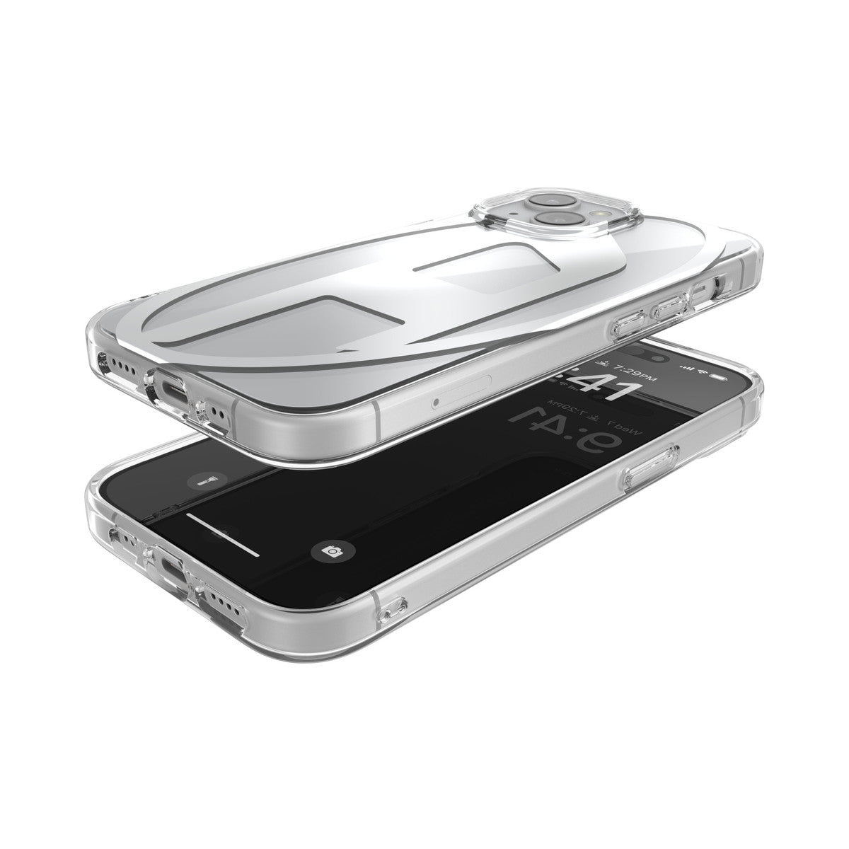 iPhone15ケース Oval D Clear シルバーメタリック
