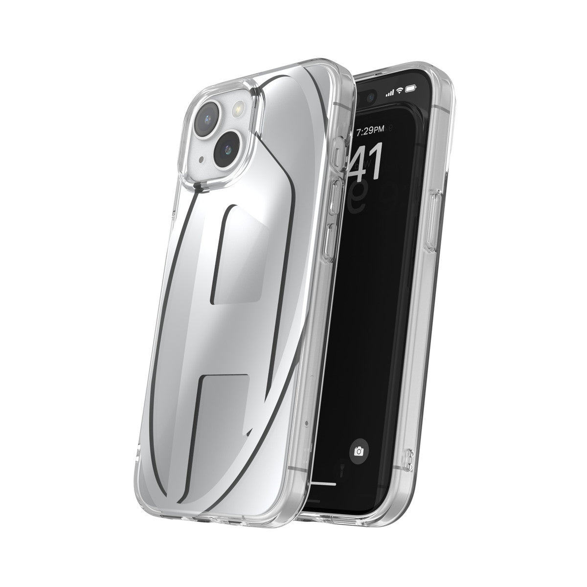 iPhone15ケース Oval D Clear シルバーメタリック