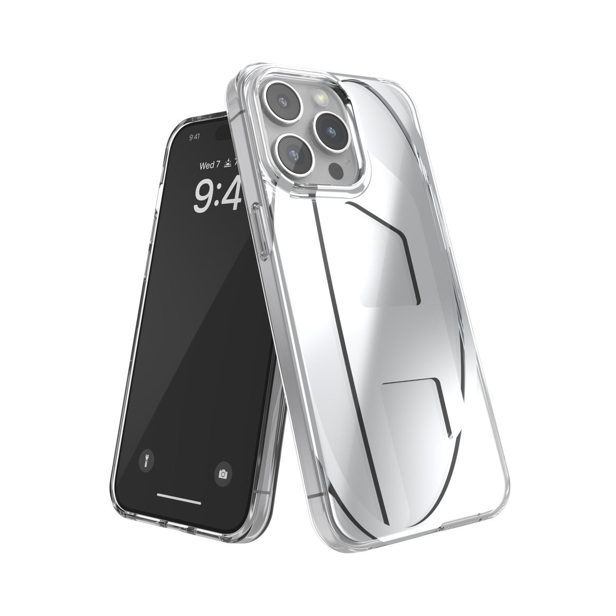 iPhone15ProMaxケース Oval D Clear シルバーメタリック