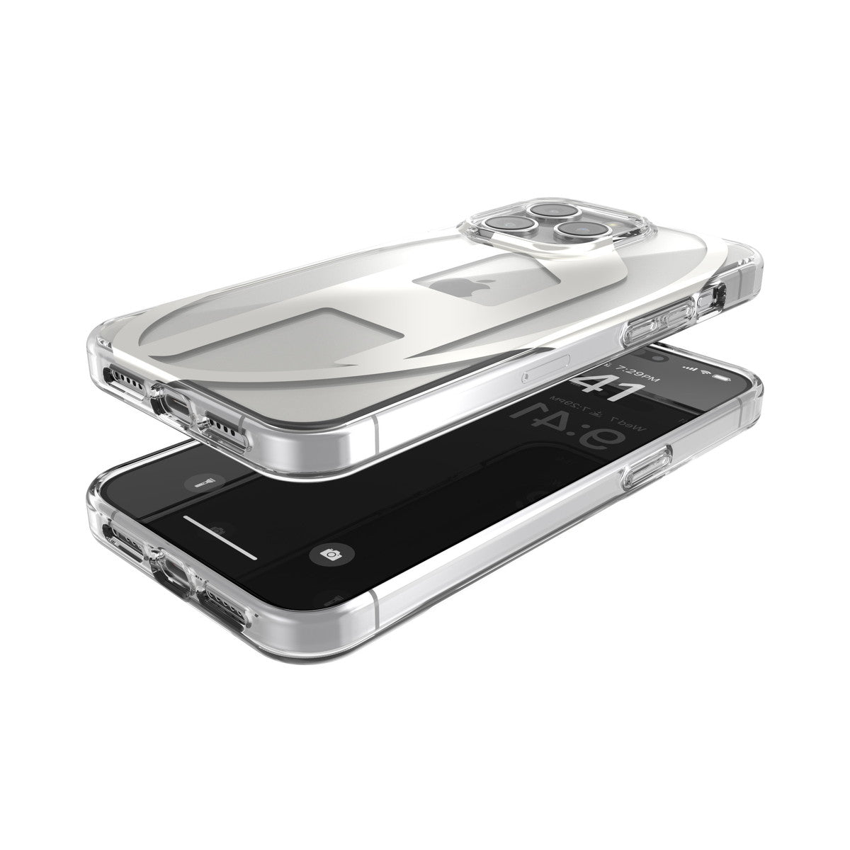 iPhone15ProMaxケース Oval D Clear シルバーメタリック