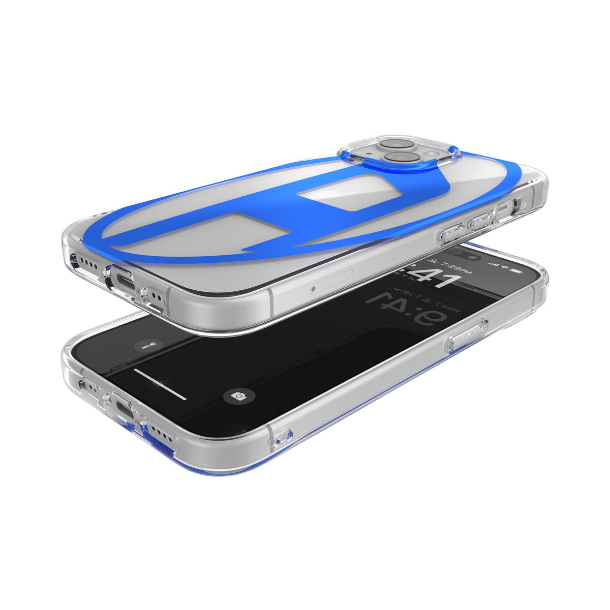 iPhone15ケース Oval D Clear ブルーメタリック