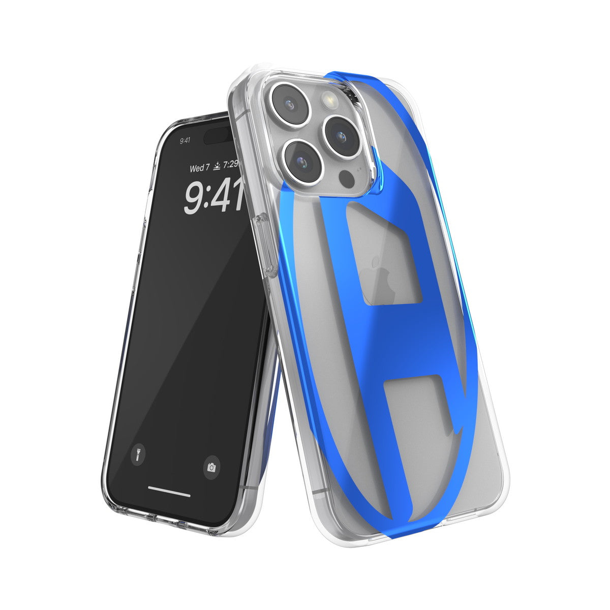 iPhone15Proケース Oval D Clear ブルーメタリック