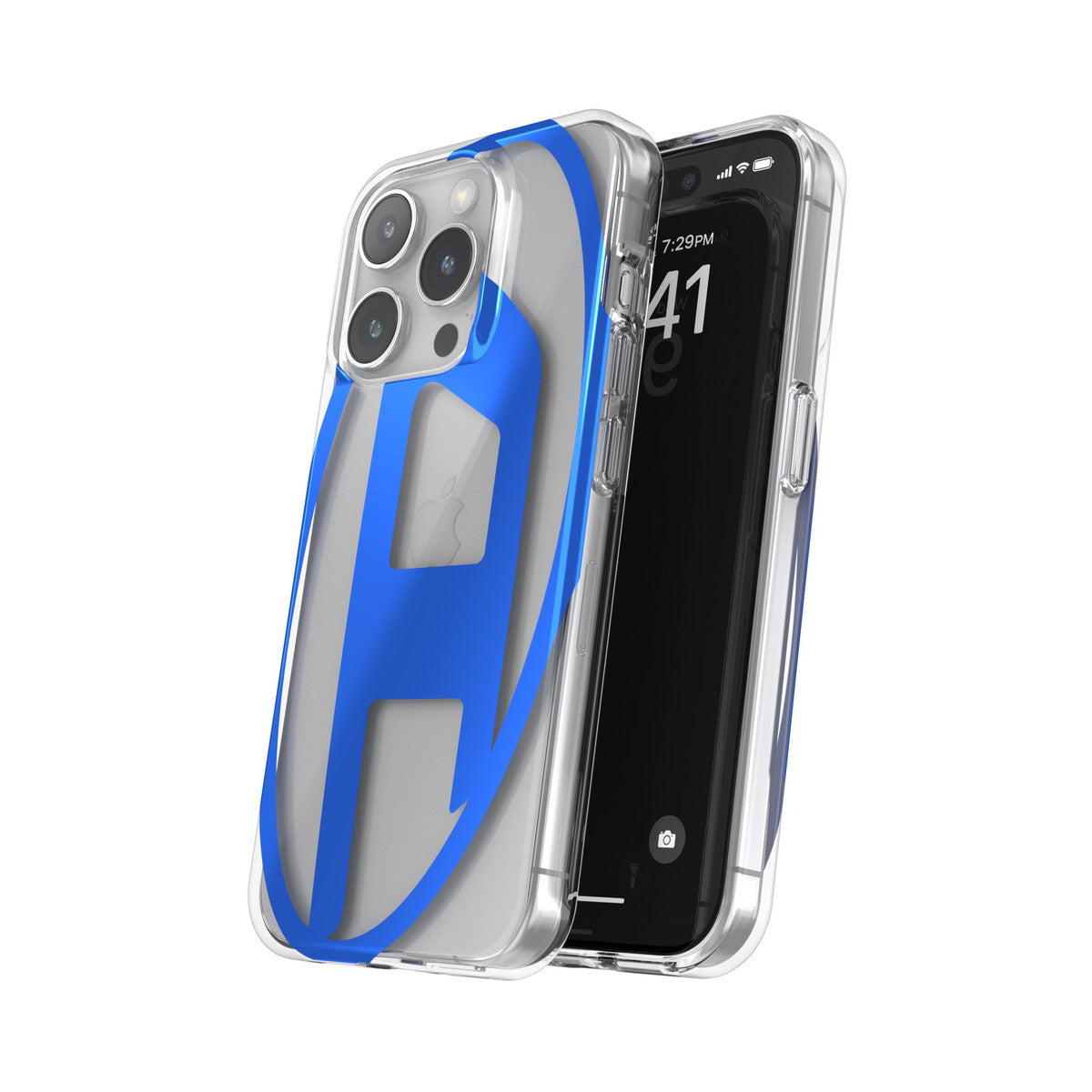 iPhone15Proケース Oval D Clear ブルーメタリック