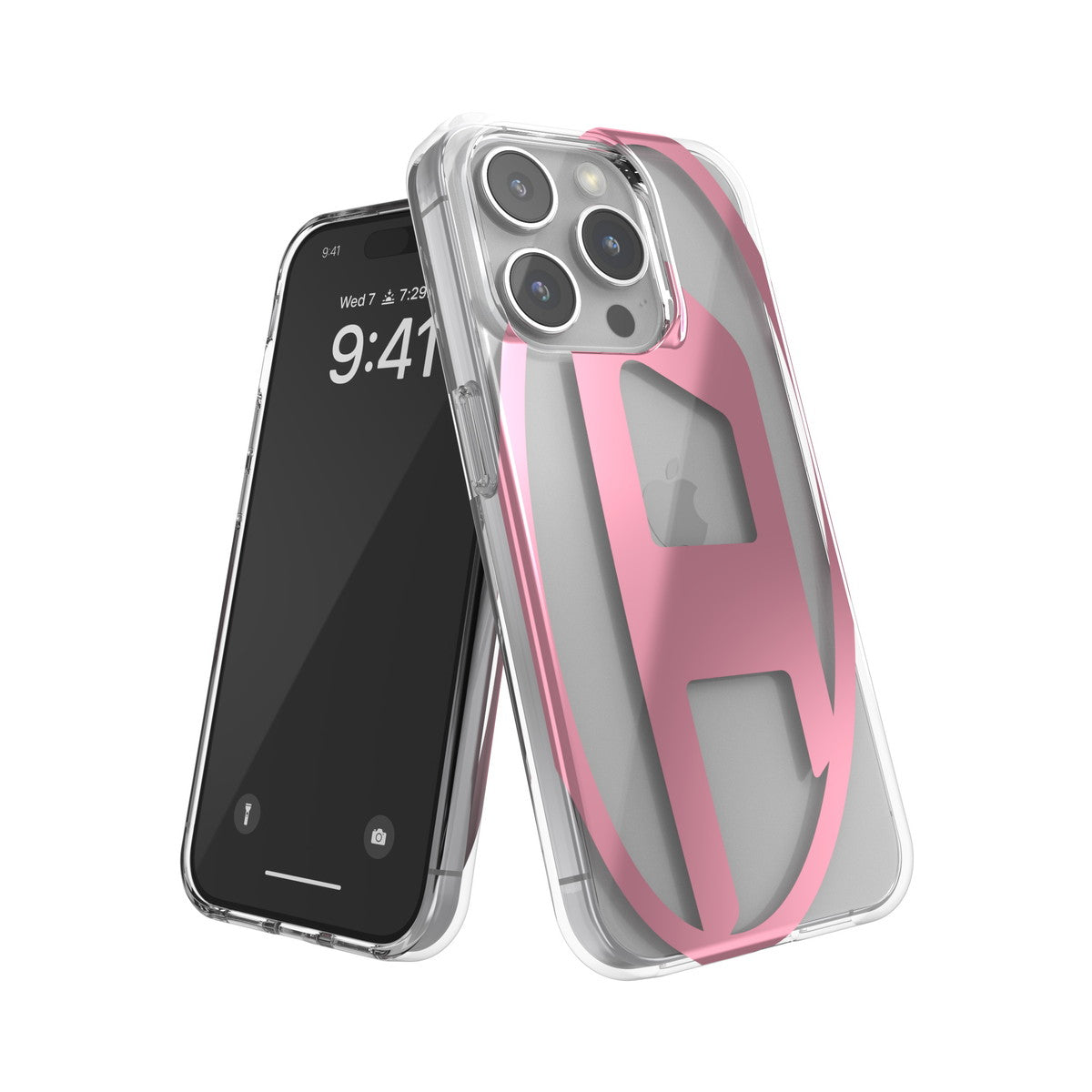 iPhone15Proケース Oval D Clear ピンクメタリック