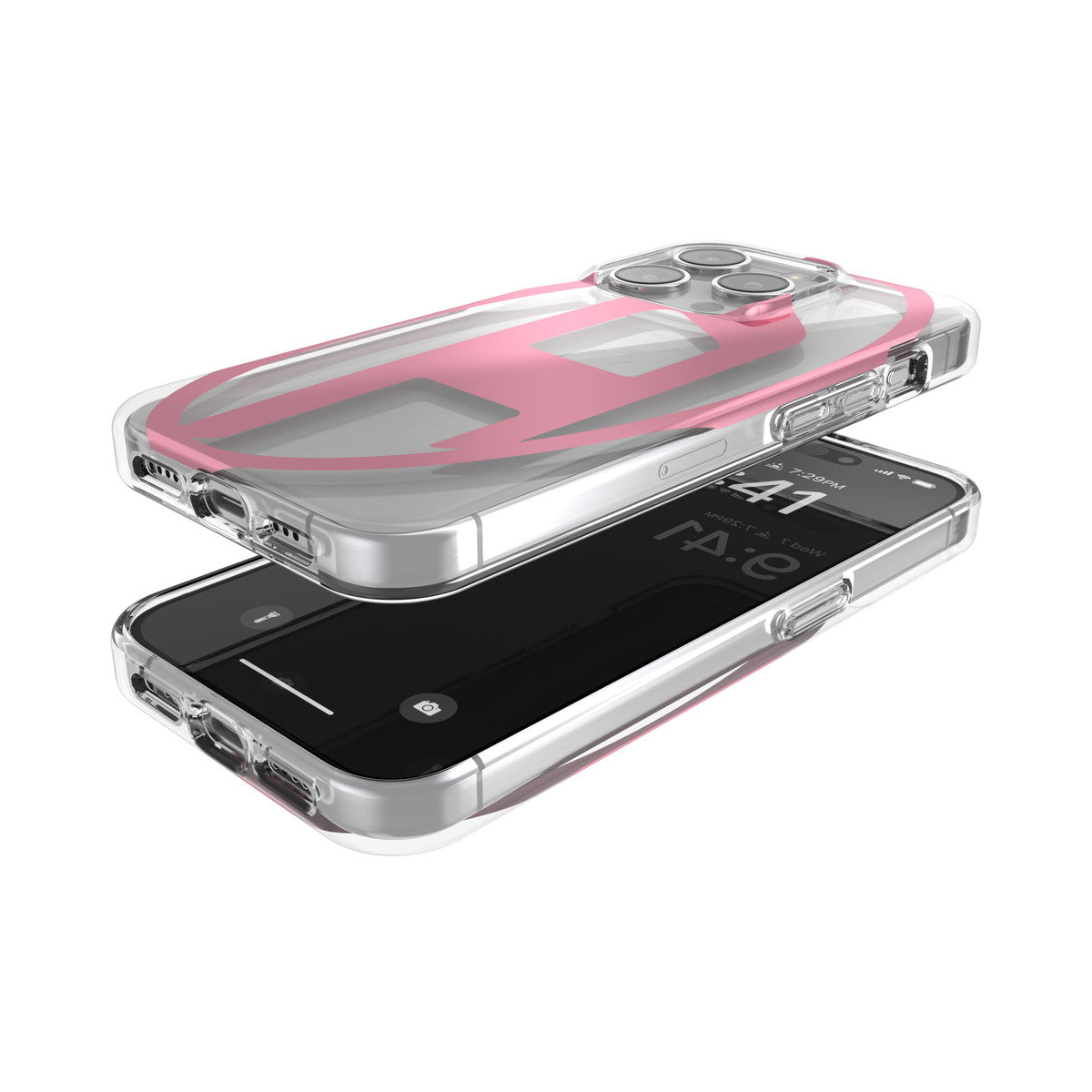 iPhone15Proケース Oval D Clear ピンクメタリック