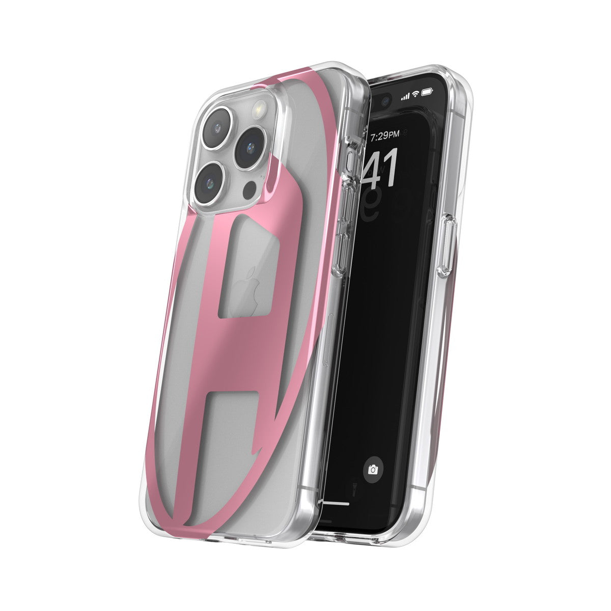 iPhone15Proケース Oval D Clear ピンクメタリック