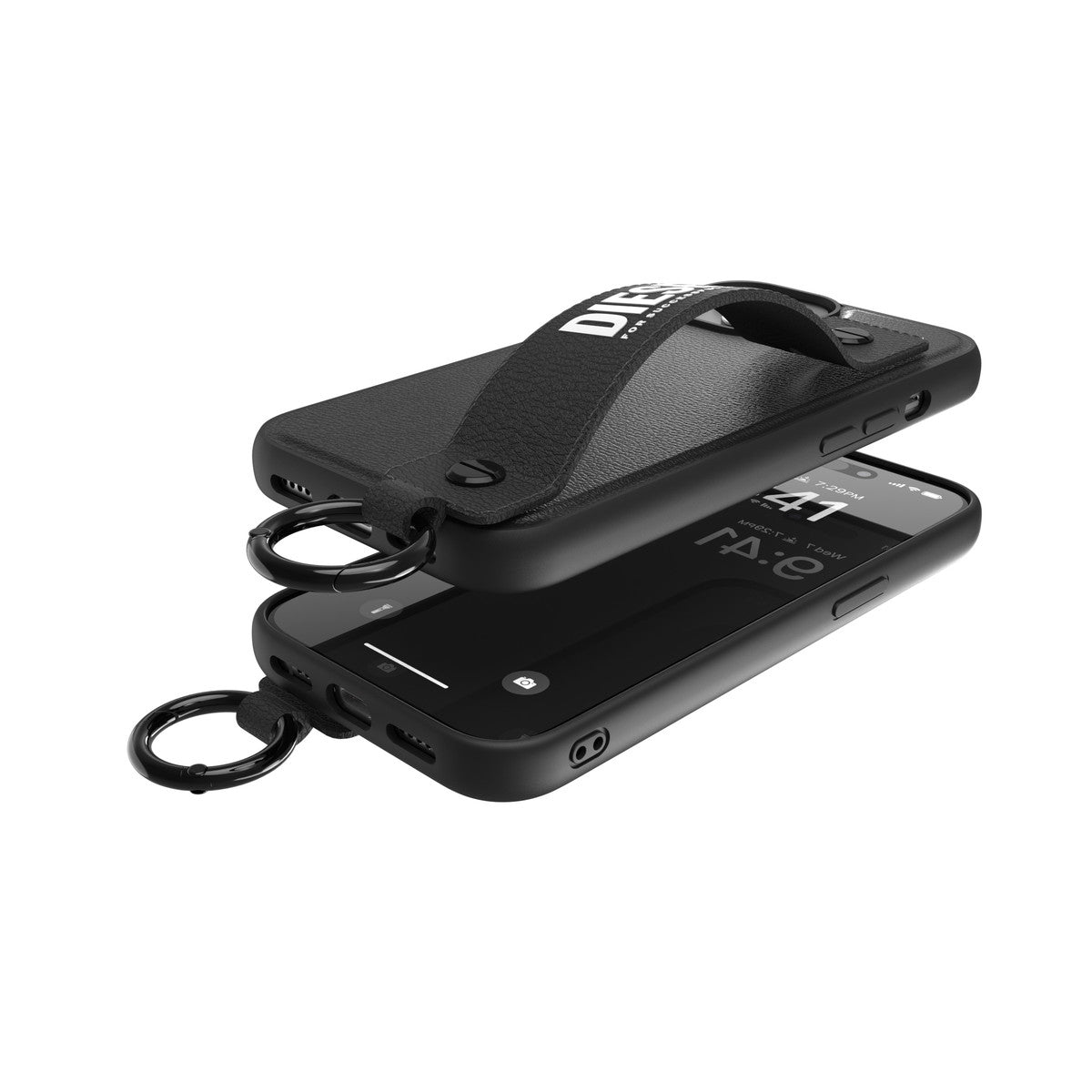 iPhone15ケース ハンドストラップ ブラック