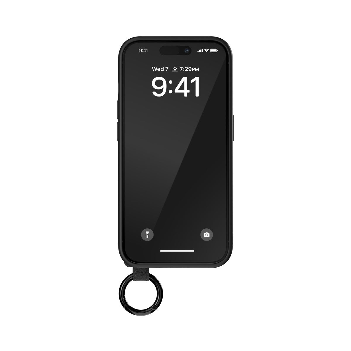 iPhone15Proケース ハンドストラップ ブラック