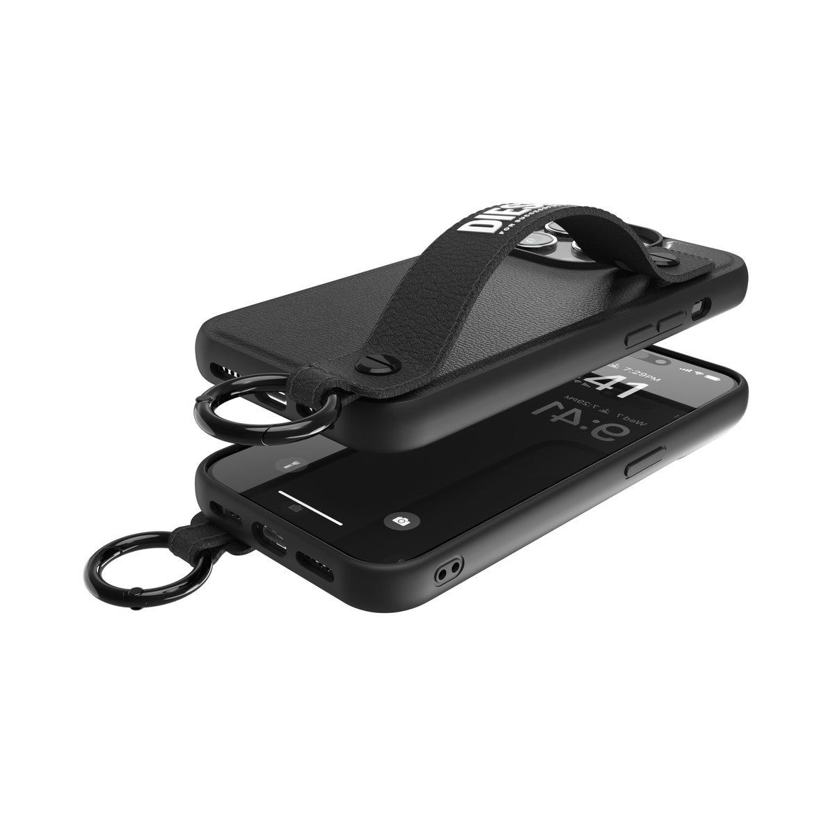 iPhone15Proケース ハンドストラップ ブラック
