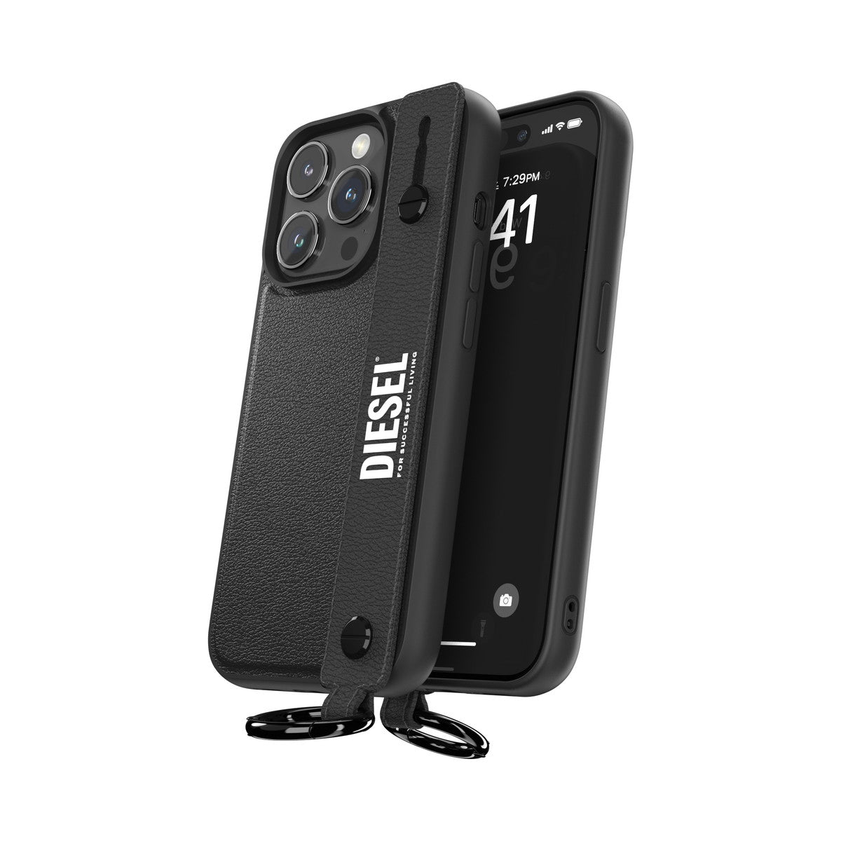 iPhone15Proケース ハンドストラップ ブラック