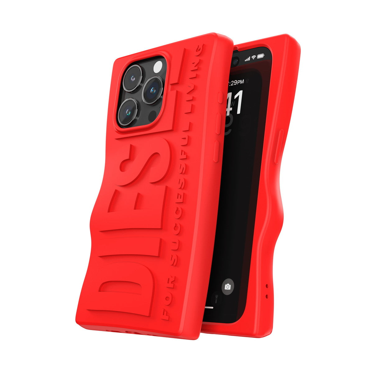 iPhone15Proケース D By Silicone レッド