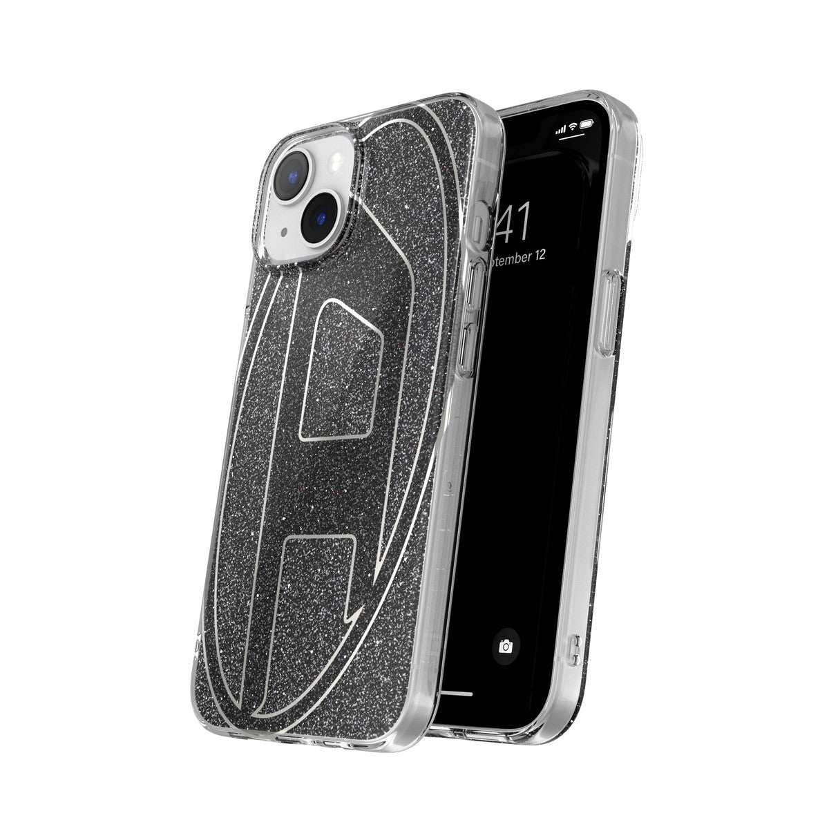 iPhone14/13ケース Oval D Glitter ブラック