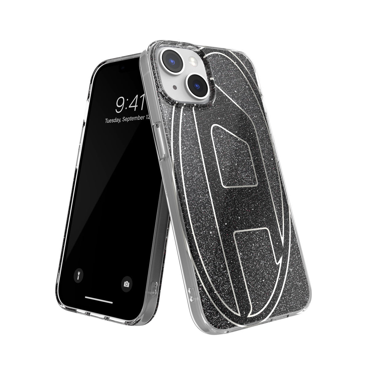 iPhone14/13ケース Oval D Glitter ブラック