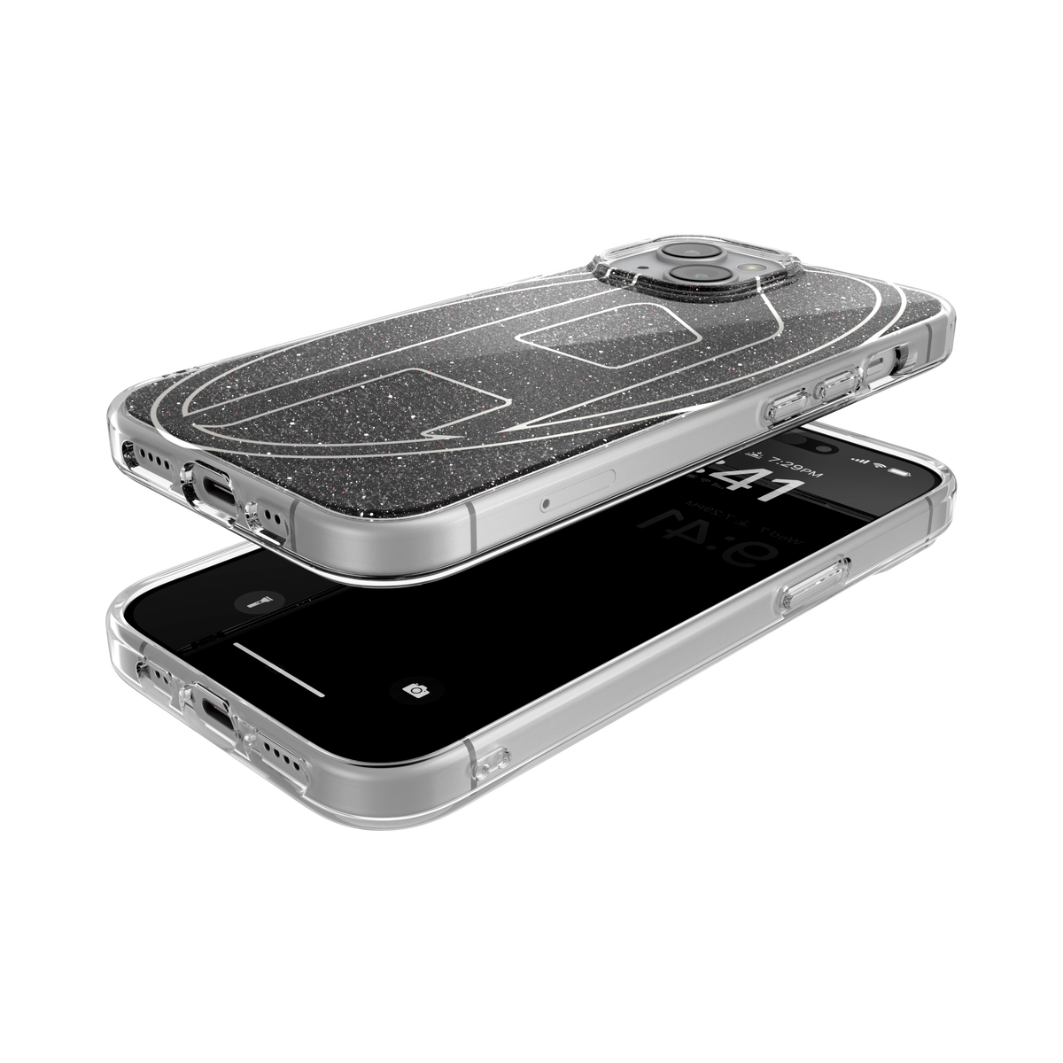 iPhone15ケース Oval D Glitter ブラック
