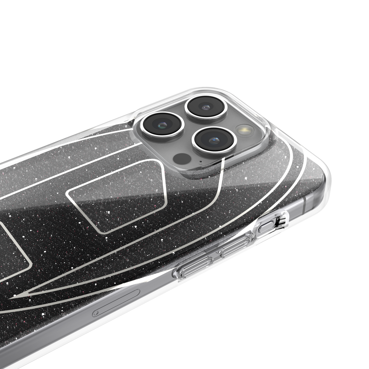 iPhone15Proケース Oval D Glitter ブラック