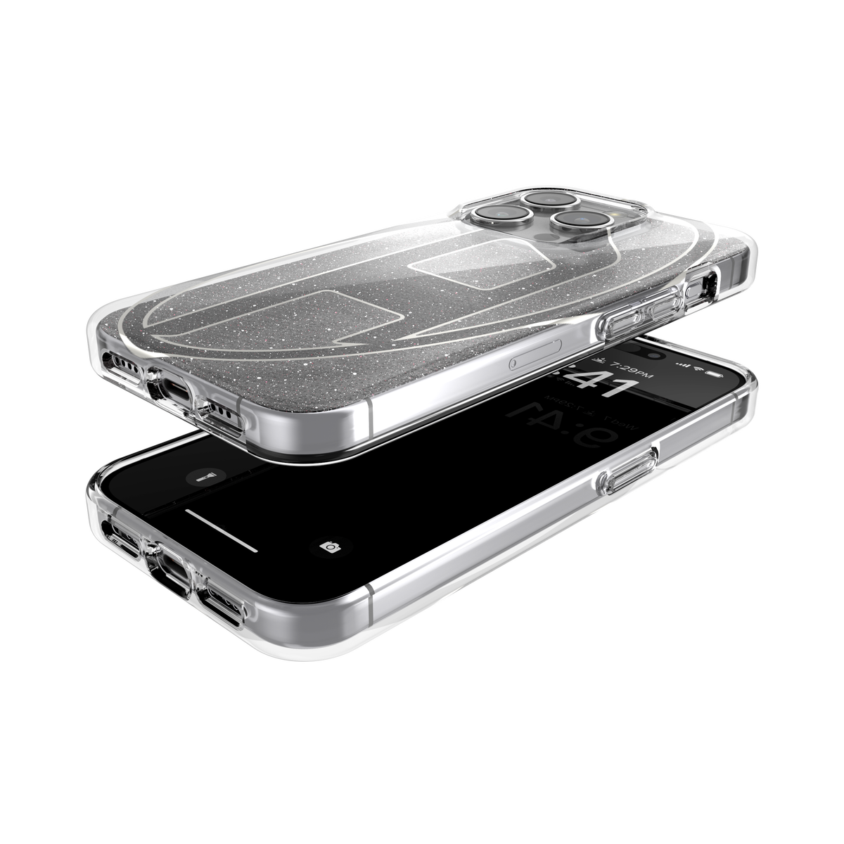 iPhone15Proケース Oval D Glitter ブラック