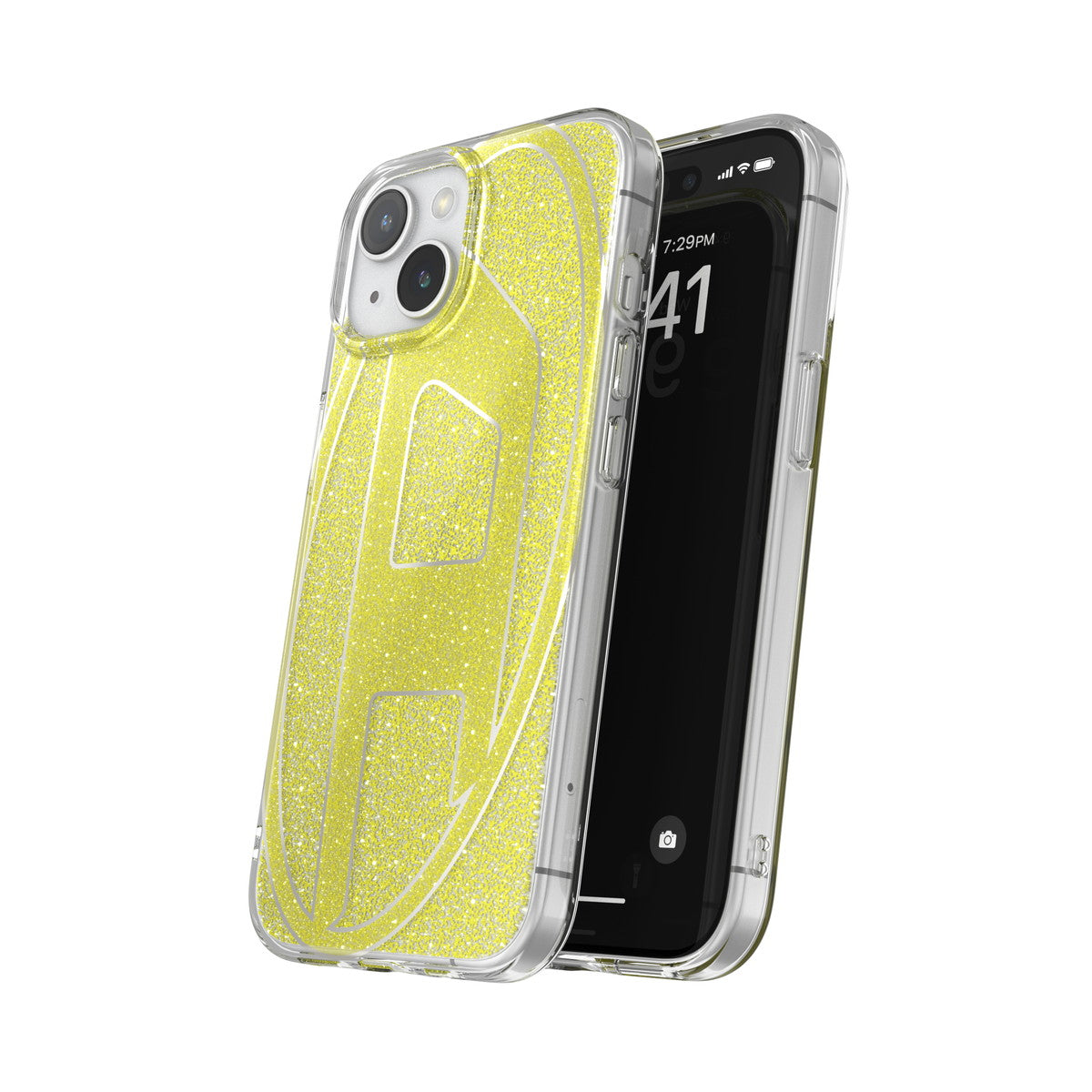 DIESEL iPhone15ケース Oval D Glitter ゴールド