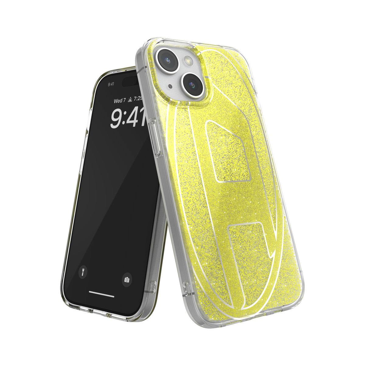 DIESEL iPhone15ケース Oval D Glitter ゴールド