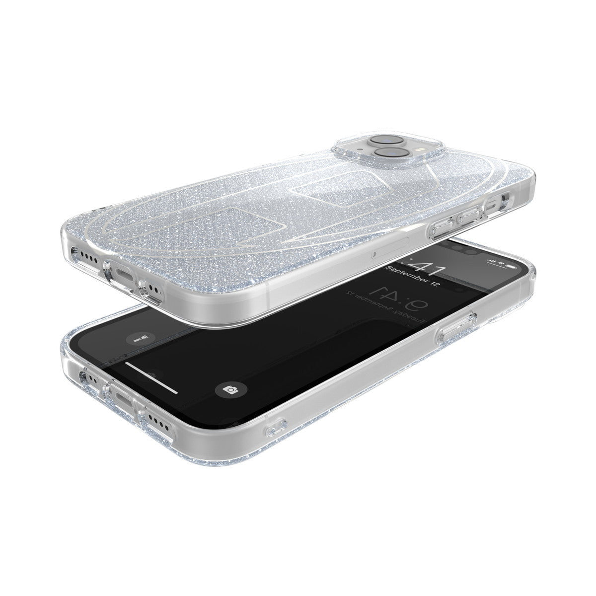 iPhone14/13ケース Oval D Glitter シルバー