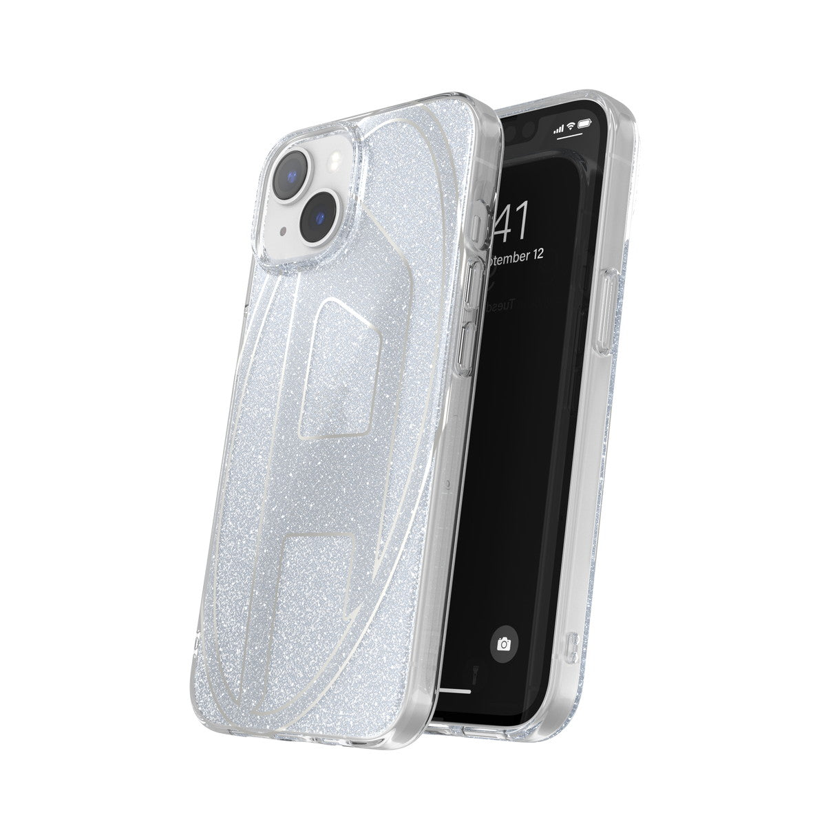 iPhone14/13ケース Oval D Glitter シルバー