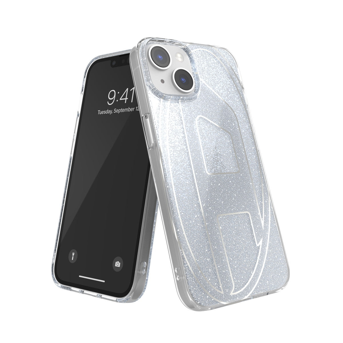iPhone14/13ケース Oval D Glitter シルバー