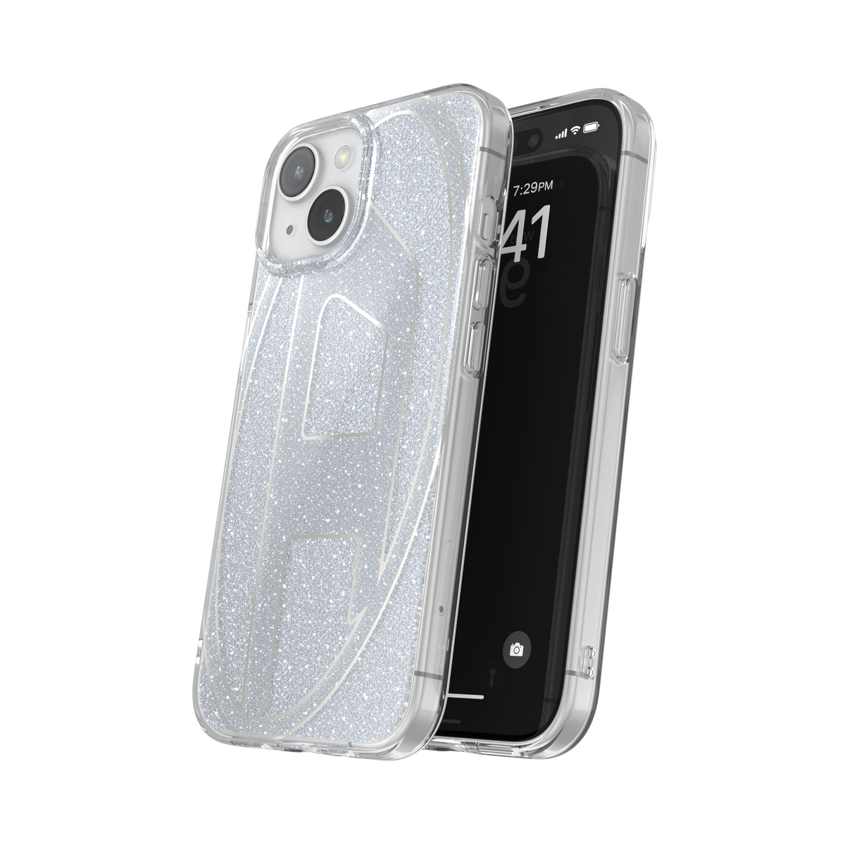 iPhone15ケース Oval D Glitter シルバー
