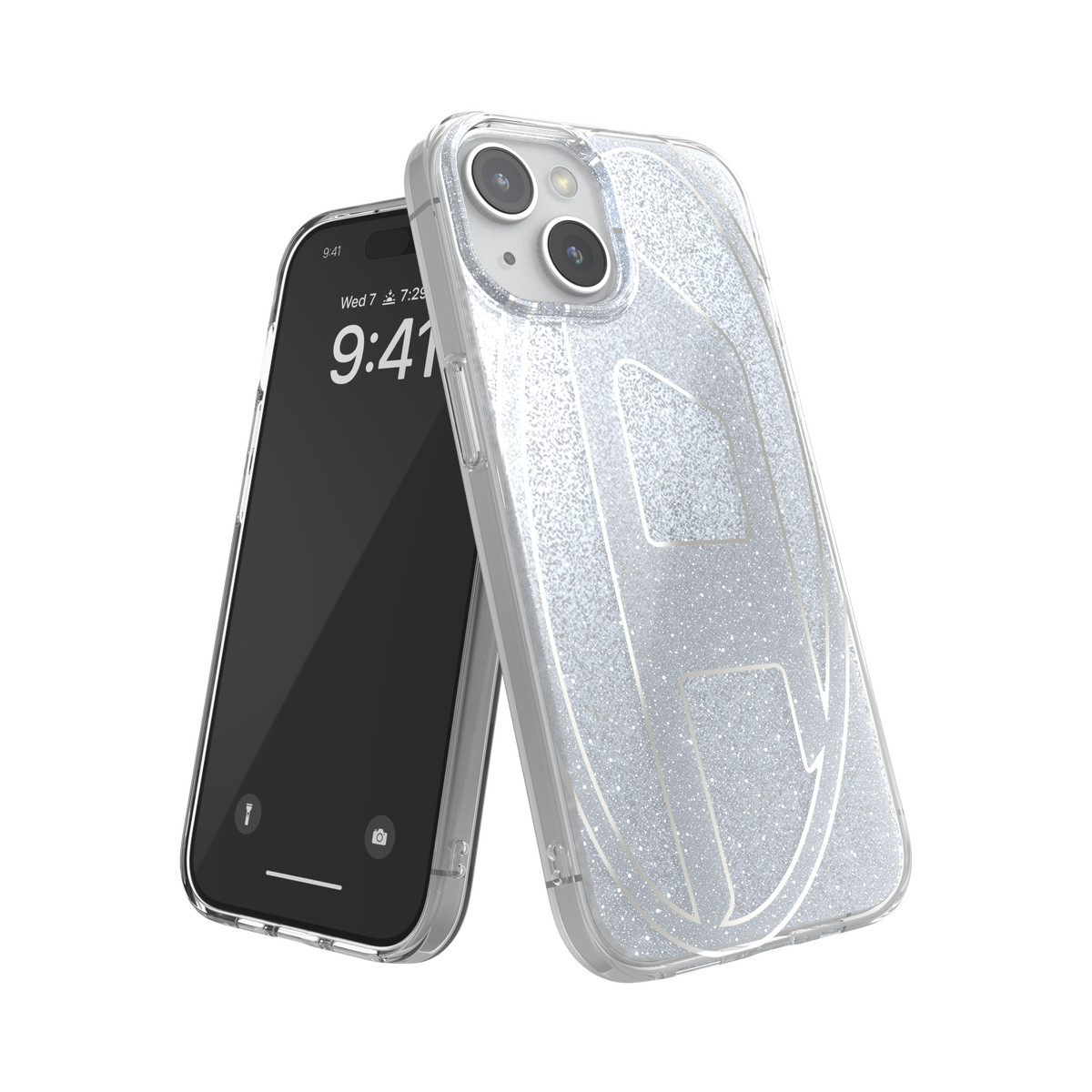 iPhone15ケース Oval D Glitter シルバー