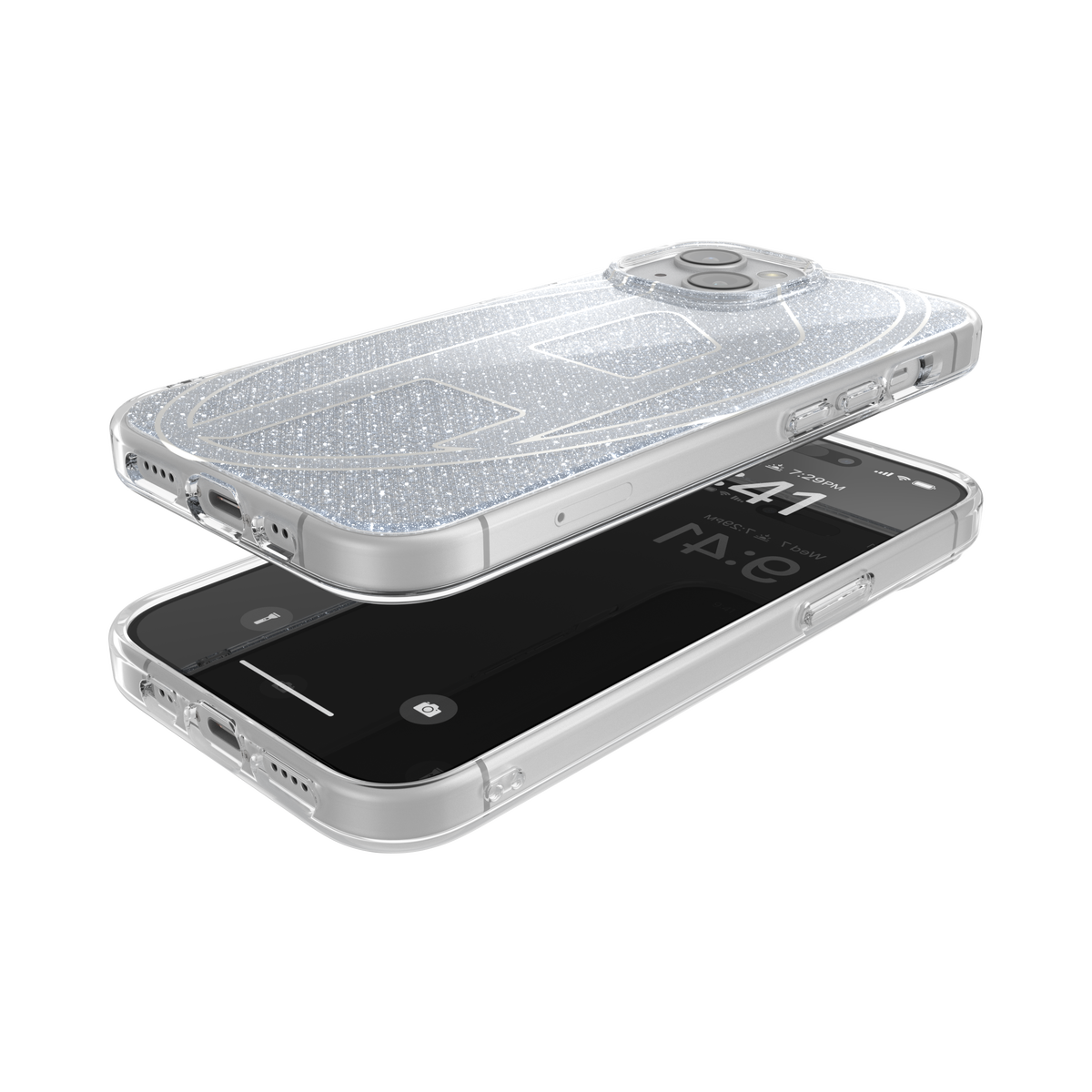 iPhone15ケース Oval D Glitter シルバー