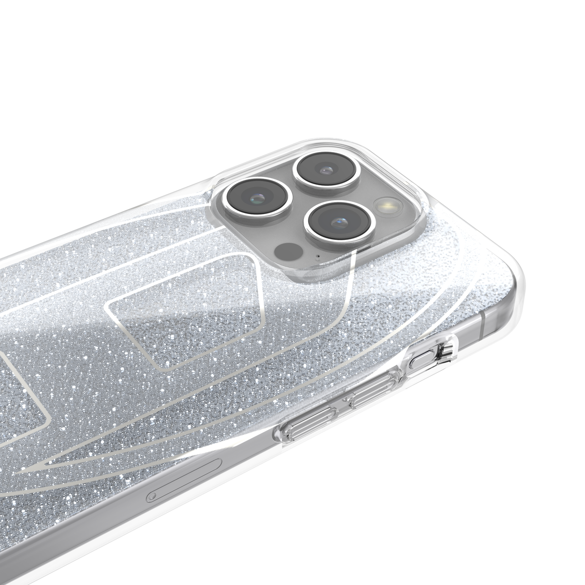 iPhone15Proケース Oval D Glitter シルバー