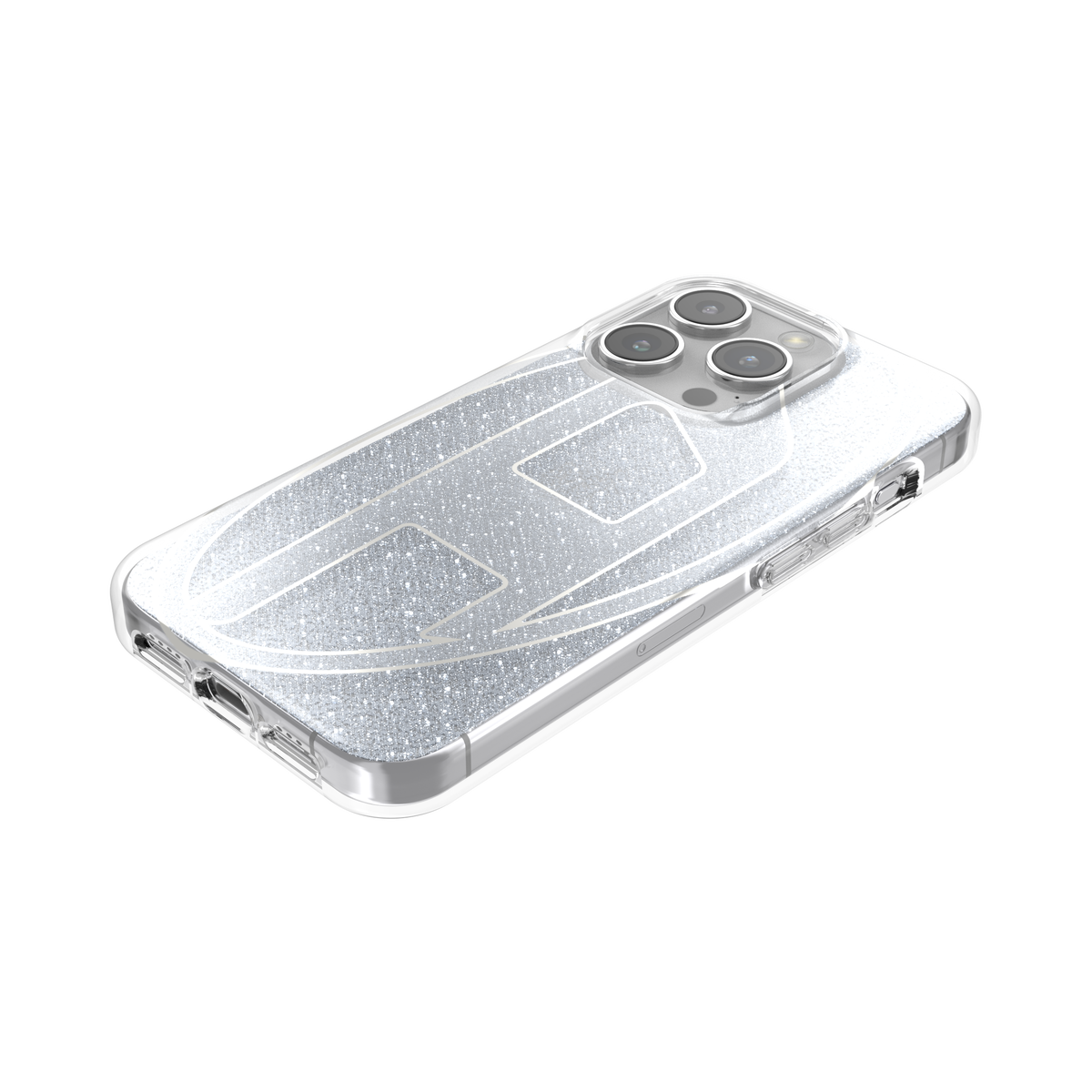 iPhone15Proケース Oval D Glitter シルバー