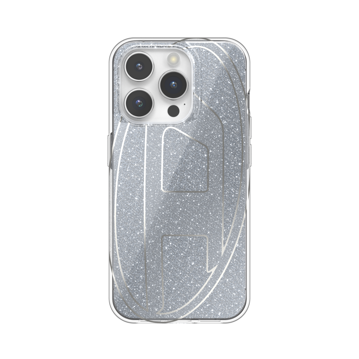 iPhone15Proケース Oval D Glitter シルバー