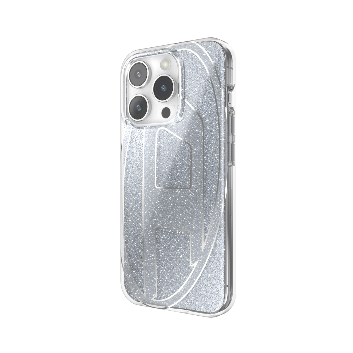iPhone15Proケース Oval D Glitter シルバー