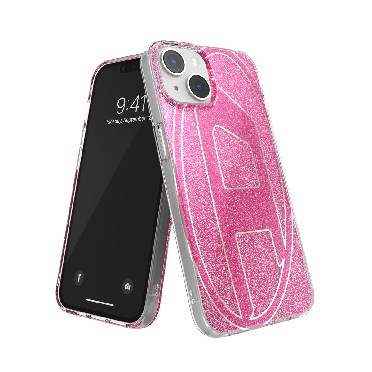 DIESEL iPhone14/13ケース Oval D Glitter ピンク