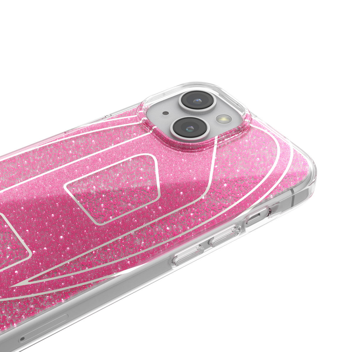 DIESEL iPhone15ケース Oval D Glitter ピンク
