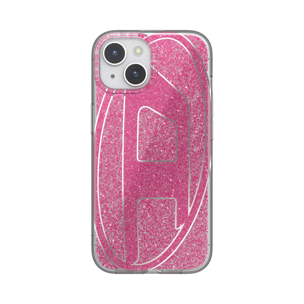 DIESEL iPhone15ケース Oval D Glitter ピンク