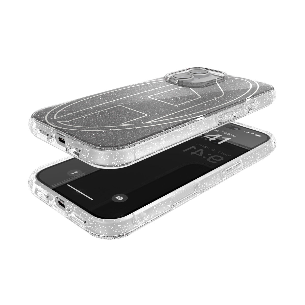 iPhone 16ケース Oval D Glitter ブラック