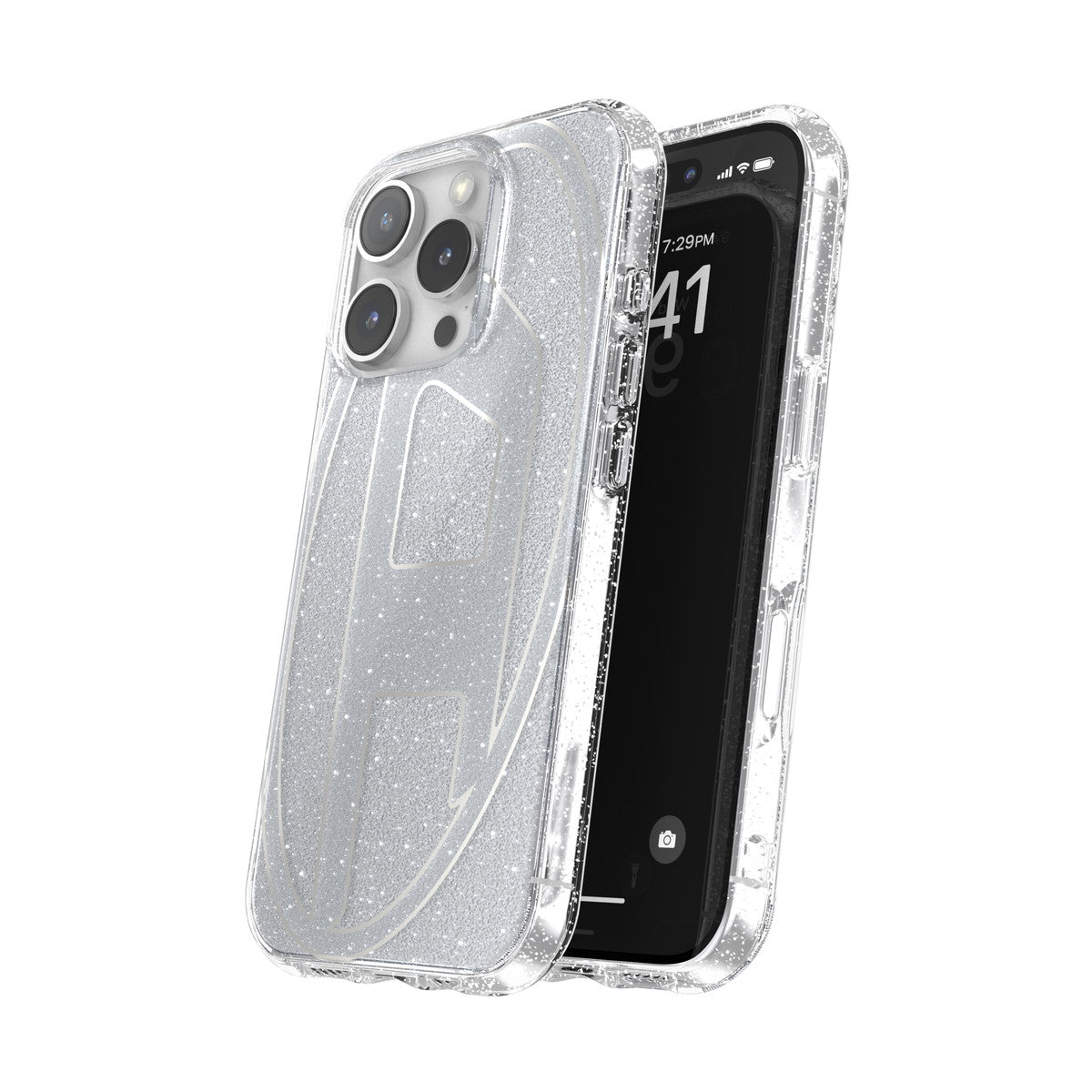 iPhone 16 Proケース Oval D Glitter シルバー