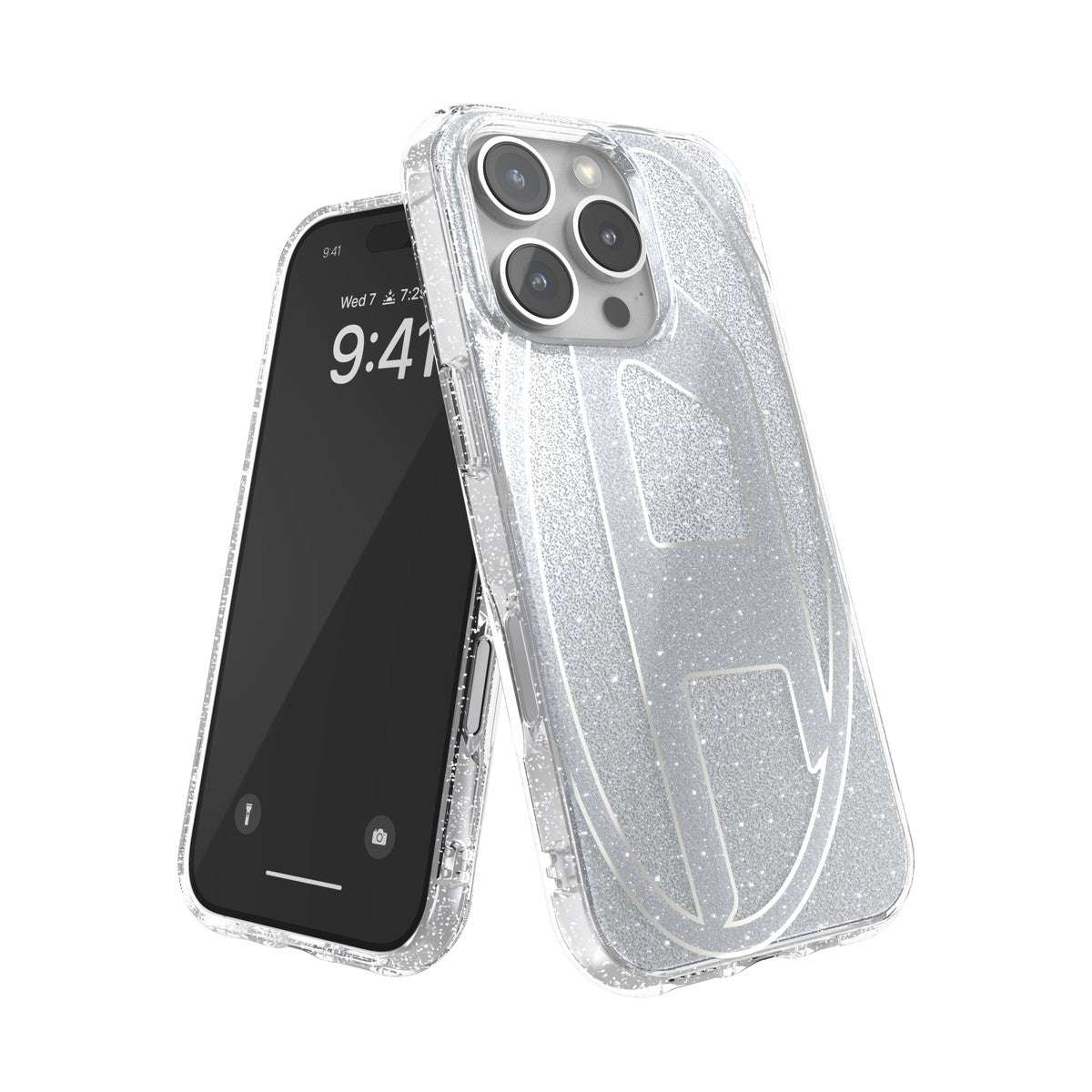 iPhone 16 Proケース Oval D Glitter シルバー