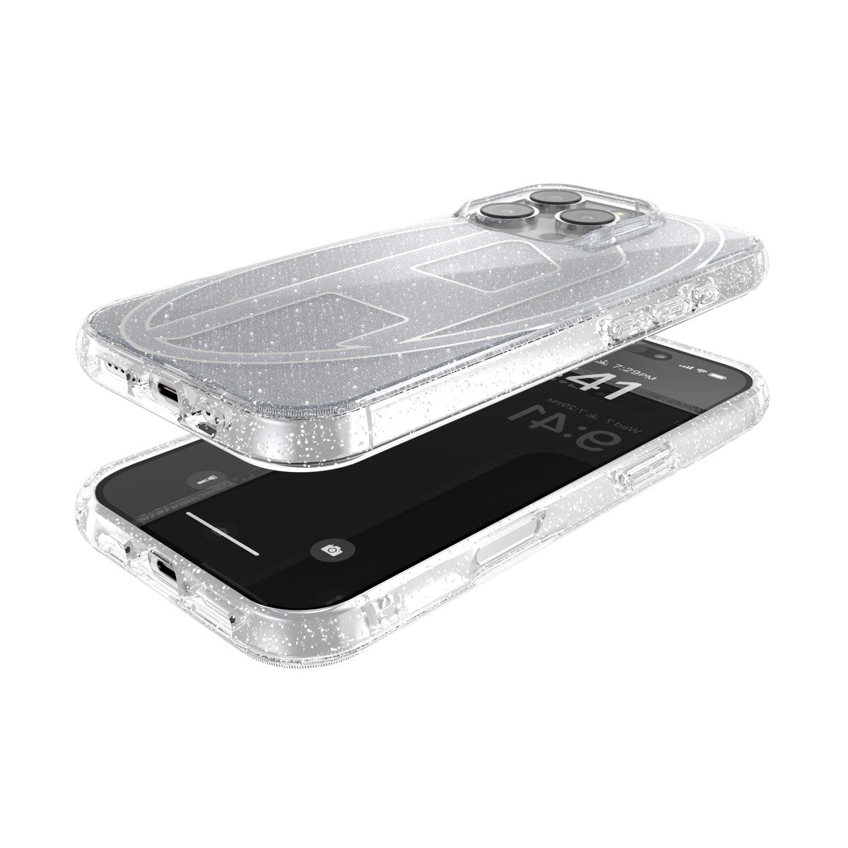 iPhone 16 Proケース Oval D Glitter シルバー