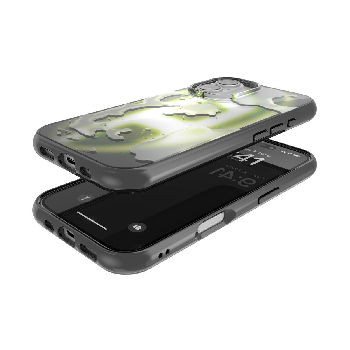 iPhone 16ケース Oval D Neon ブラック/イエロー