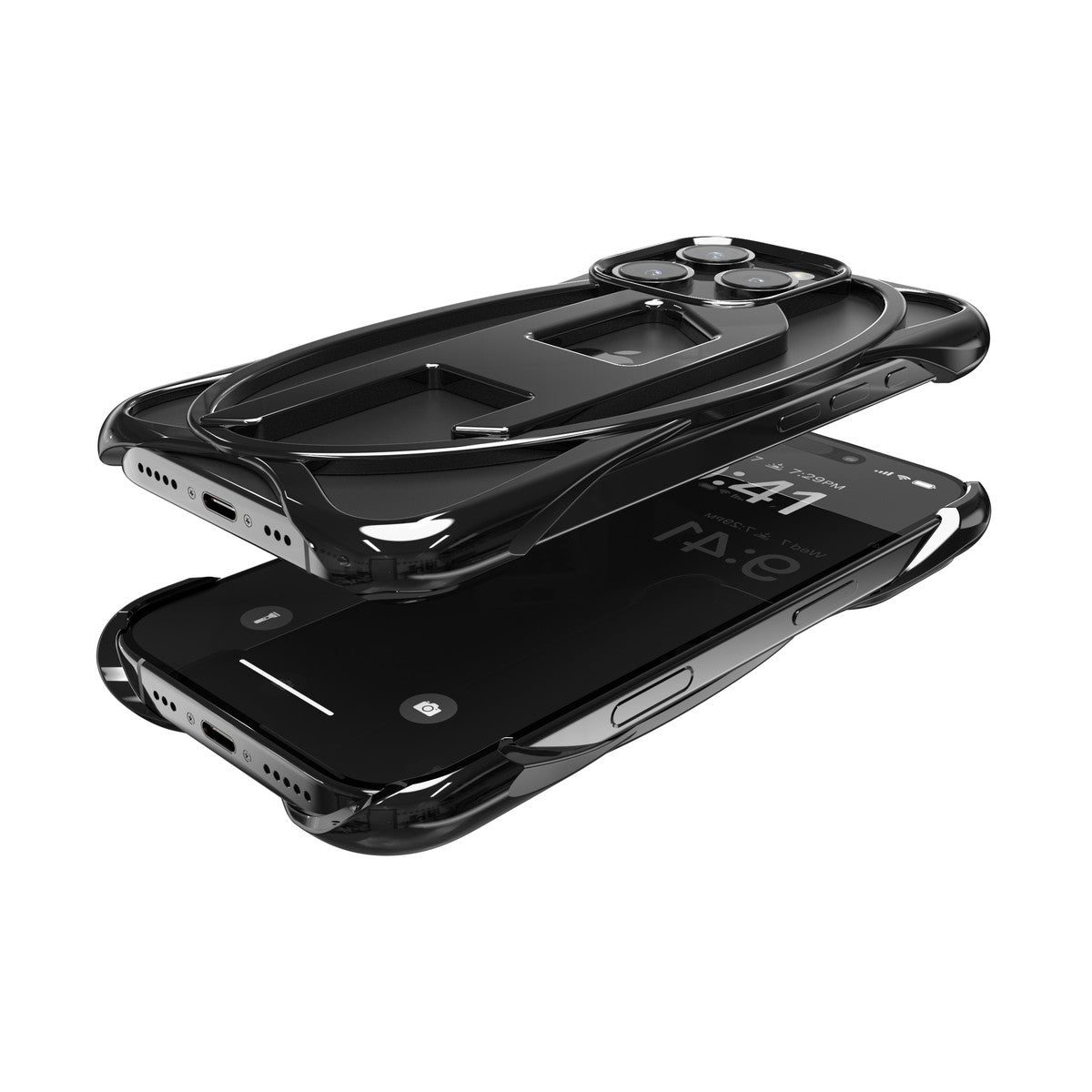 iPhone 16 Proケース CAGED D GLOSSYバンパー ブラック