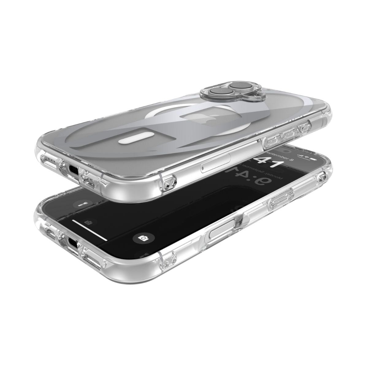 iPhone 17ケース Oval D Metallic Magsafe クリア/シルバー