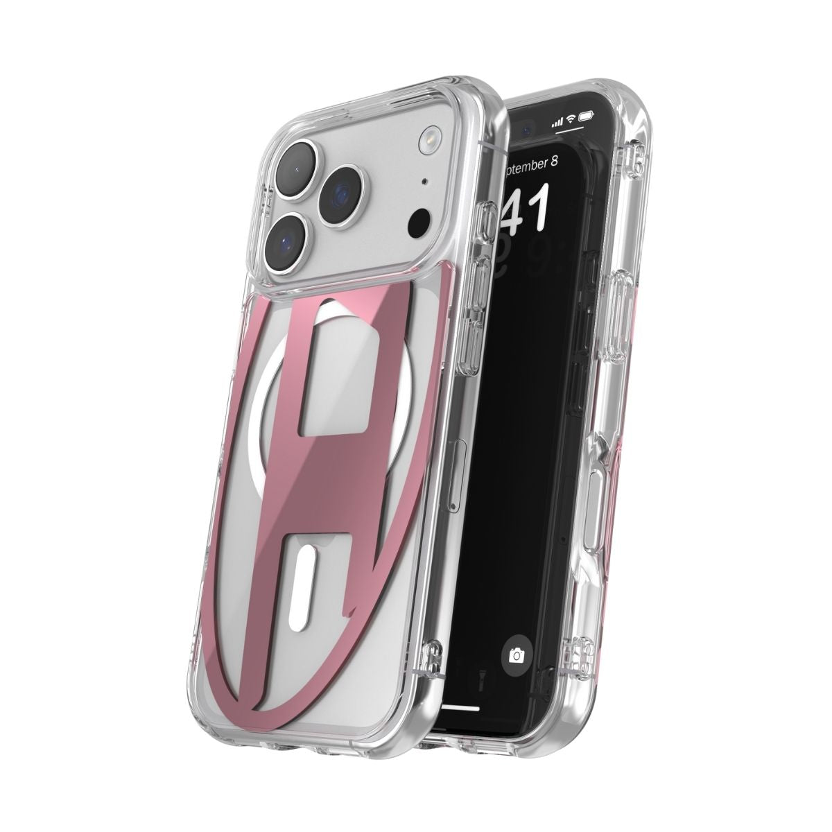 iPhone 17 Proケース Oval D Metallic Magsafe クリア/ピンク
