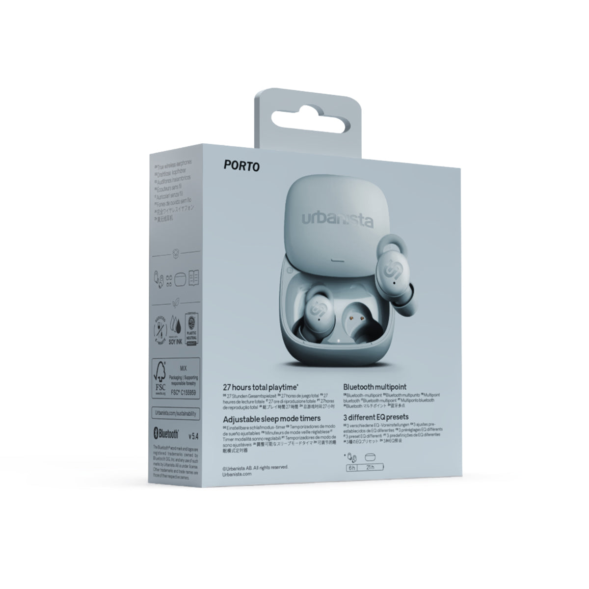 ワイヤレスイヤホン 寝ホン 小型 PORTO True Wireless Earbuds ミストブルー