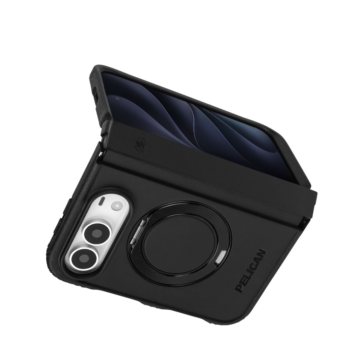 iPhone Duoケース Protector ブラック 360°スタンド付き